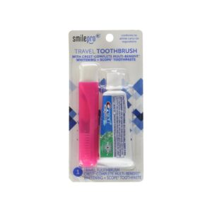 Dental Source Travel Toothbrush and Crest Toothpaste Kit, Assorted, 0.85 Ounce